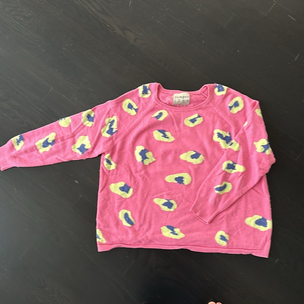 Jumper 1234 Pink and Blue/Yellow Animal Print-ish Sweater - Picture 3 of 6